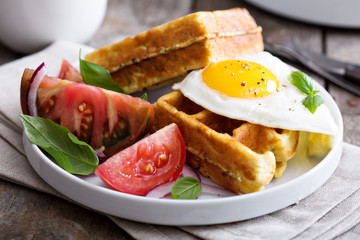 Chickpeas flour waffles with egg