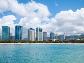 Honolulu skyline with seafront