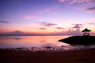 Sunrise over Sanur beach in Bali, Indonesia