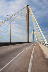 Fototapeta premium The Clark Bridge, also known as Cook Bridge, at Alton, Illinois, a Cable bridge carries U.S. Route 67 over the Mississippi River and was completed in 1994. It cost $85 million and was named after William Clark of Lewis and Clark, connects West, Alton, Il. To Missouri.