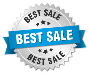 best sale 3d silver badge with blue ribbon