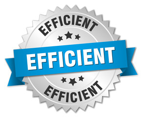 efficient 3d silver badge with blue ribbon