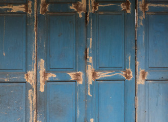 blue wood door texture background