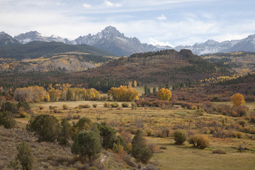 Fototapeta premium Valley view of San Juan Mountains looking toward Telluride Colorado, near Ridgeway, CO.