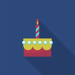 Birthday cake flat vector icon.
