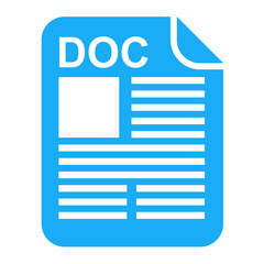 Icono documento extension y simbolo DOC azul