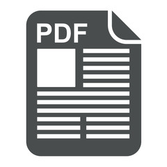 Icono documento extension y simbolo PDF gris