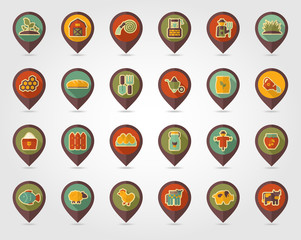Farm Garden flat mapping pin icon with long shadow