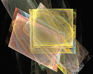 Abstract fractal design. Squares and rectangles on black.