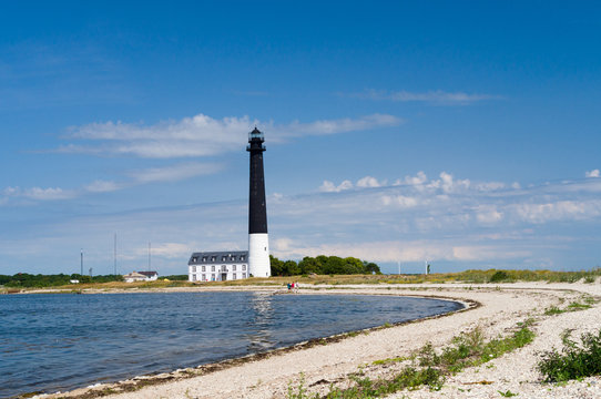 Sorve lighthouse against blue sky, Saaremaa island, Estonia