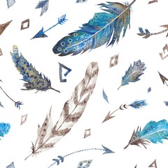 Watercolor Feather Pattern
