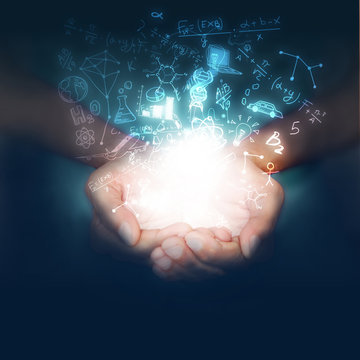 mano, luci, formule, equazioni, matematica