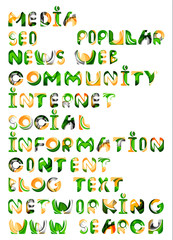 Fototapeta premium Social media in the internet - words, tags