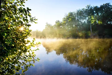 Foto op Plexiglas Fog on river © Givaga