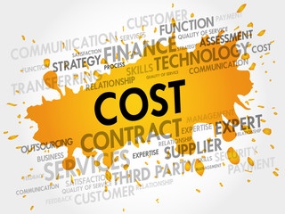 Cost related items words cloud, business concept