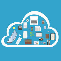Fototapeta na wymiar office and work in the cloud online. business, service, network equipment