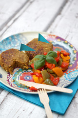 Hamburger vegetariani con peperoni