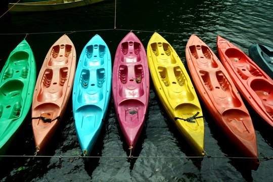 Colorful kayaks in Bulusan Natural Volcano Lake Park