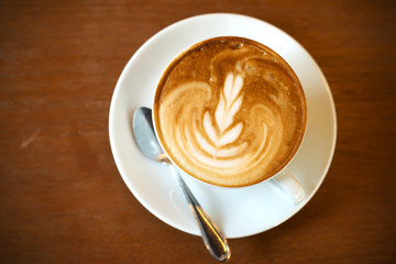 cup of coffee on table in cafe