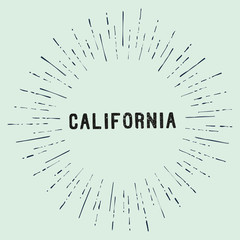 Hand drawn style California type in a sun burst pattern