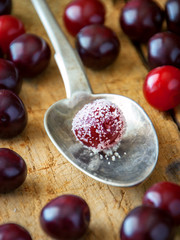 Fresh cherries in sugar