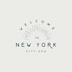 A retro style Welcome To New York text badge - obrazy, fototapety, plakaty
