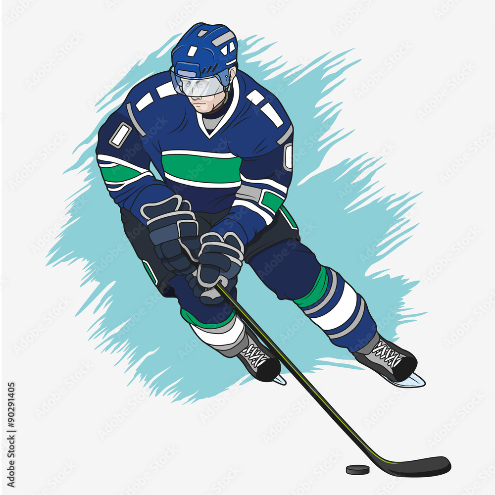 Wall mural ice hockey player blue