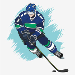 Naklejka premium ice hockey player blue