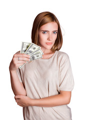 business woman holding money