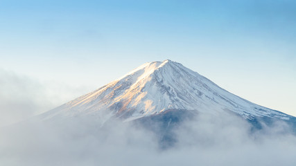 Mount fuji in the morning at kawaguchiko japan