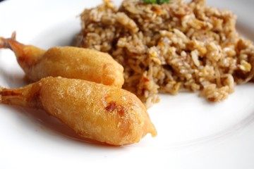 Fried shrimp and rice