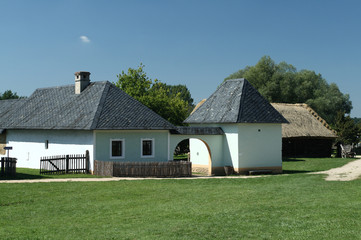 Fototapeta na wymiar Old rural homestead of South Moravia, example of folk architecture in Straznice, Czech Republic.