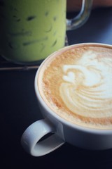 Vintage latte art coffee
