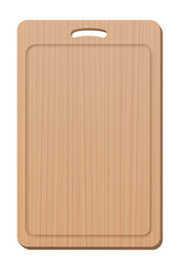 Wooden cutting board with grip - blank, simple, upright. Isolated vector illustration over white background.