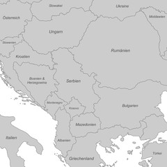 Balkanstaaten in grau (beschriftet) - Vektor
