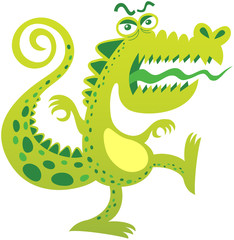 Angry crocodile protesting and yelling furiously