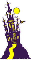 Fototapeta na wymiar Gothic Halloween castle on the top a hill