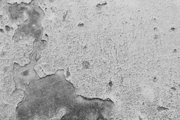 Texture background of the old wall, black and white. The peeling