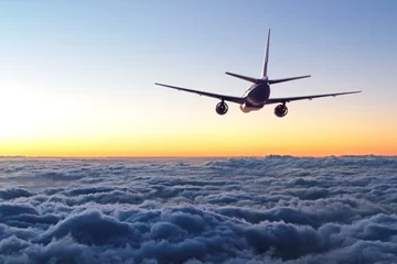 Fototapeten Flugzeug fliegt in den Himmel © Who is Danny