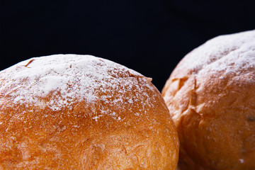 Closeup Bread Isolated on Black Background.