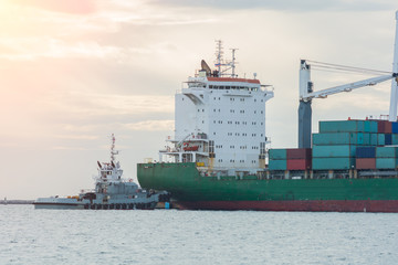 Naklejka premium Industrial Container Cargo freight ship