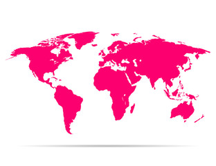 Fototapeta na wymiar map earth pink with shadow