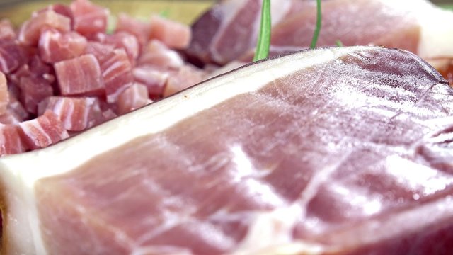 Portion of Ham Cubes (seamless loopable 4K UHD footage)