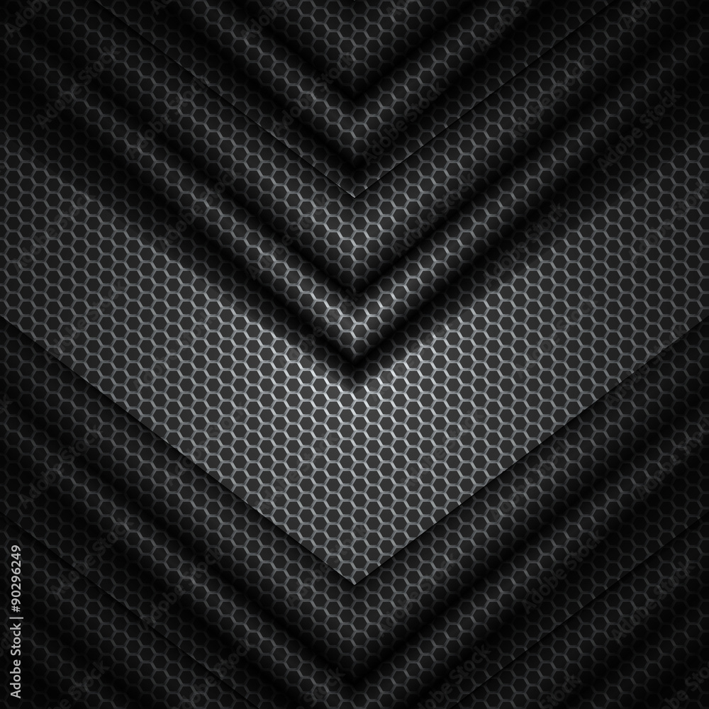 Poster black and gray vector background with hexagons pattern texture