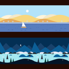 Naklejka premium Background Seamless scenery seasons and landscapes, vector 