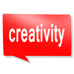Creativity word on red speech bubble