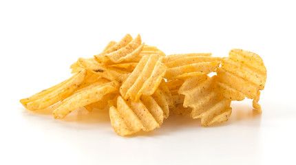 potato chips on white background