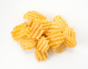 potato chips on white background