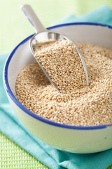 raw healthy quinoa in bowl
