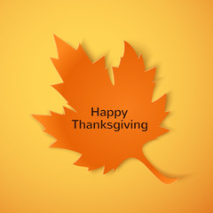 Happy Thanksgiving. Orange maple leaf.